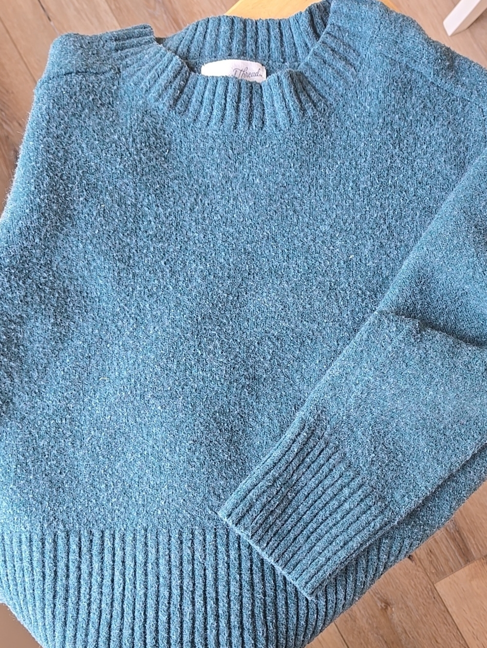 Womens Large Crewneck Cozy Sweaterp Deep Green Y2k Fall - Picture 5 of 11